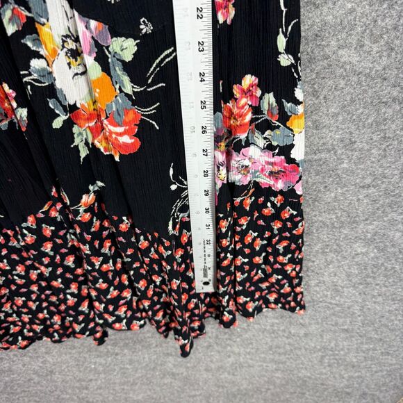 Bila Dress Women L Large Black Floral Shift Midi V-Neck Sleeveless Rayon Casual - Picture 6 of 7